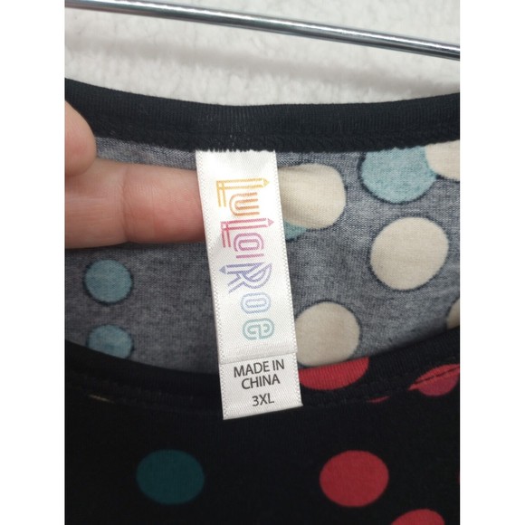 NWT LuLaRoe Tunic Top Plus Size 3XL Black with Colorful Dots Stretch Lightweight - Picture 2 of 16